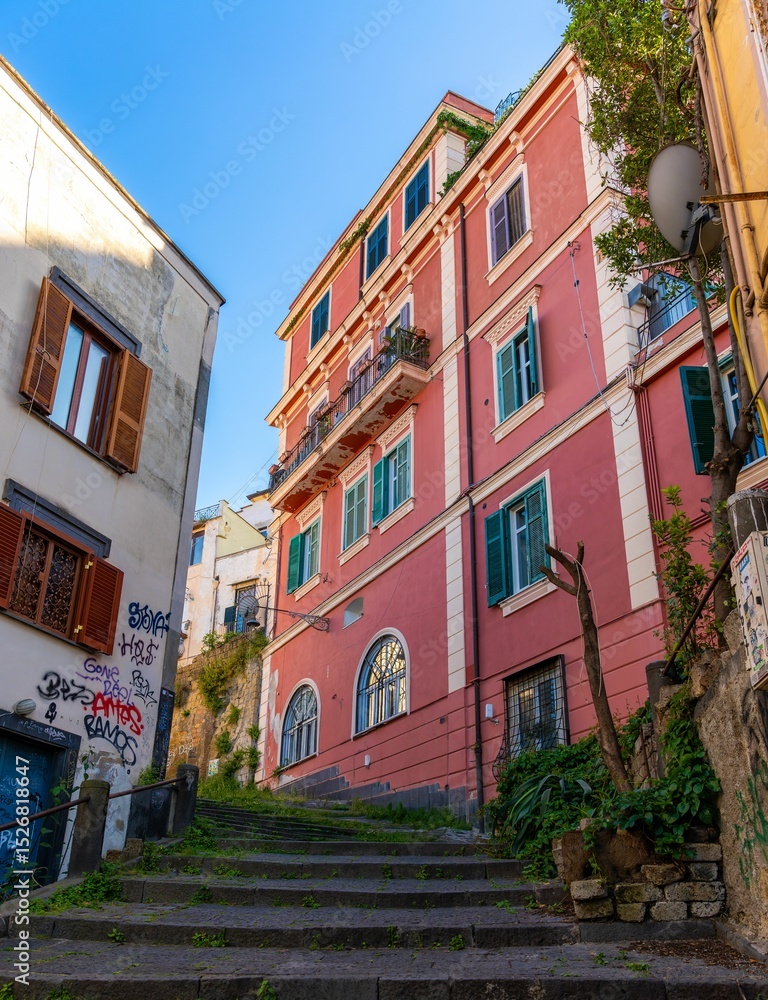 Naklejka premium Colorful Mediterranean Alleyway