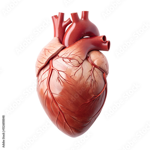 Realistic isolated image of a human heart on white background