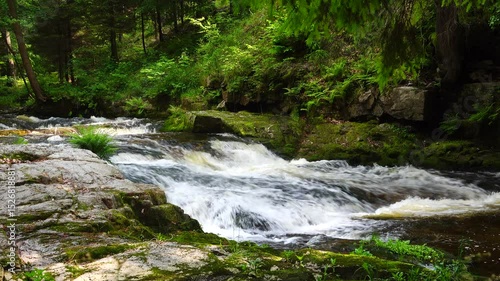 mountain river Kamienna in Szklarska Poreba, Poland. natural sound