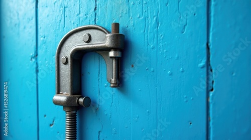 Clamp Against Bright Blue Wall