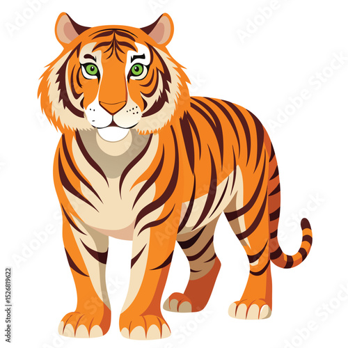 Majestic bengal tiger standing proudly isolated