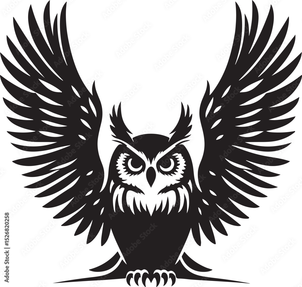Obraz premium A silhouette owl of wings
