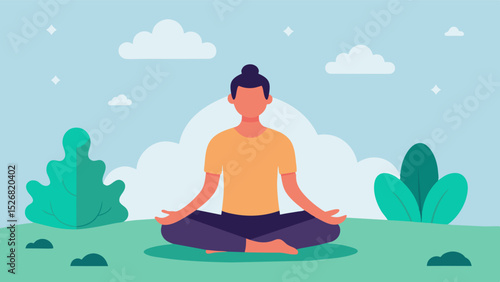 Mindful Meditation A calm and peaceful setting for residents to practice mindfulness and relaxation techniques promoting mental clarity and reducing symptoms of anxiety or. Vector illustration