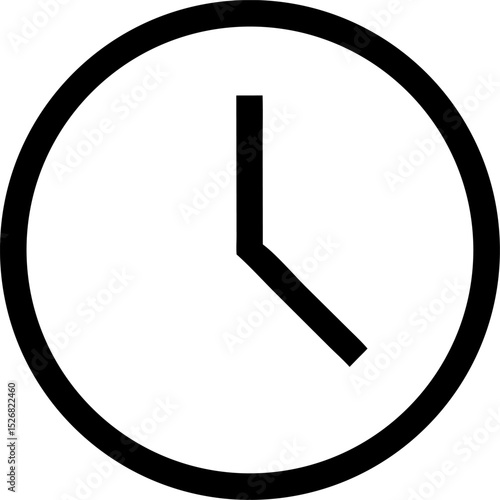 Minimalist black and white clock icon representing time and punctuality