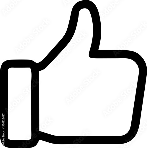 Simple black and white thumbs up icon symbol of agreement support and positive feedback concept