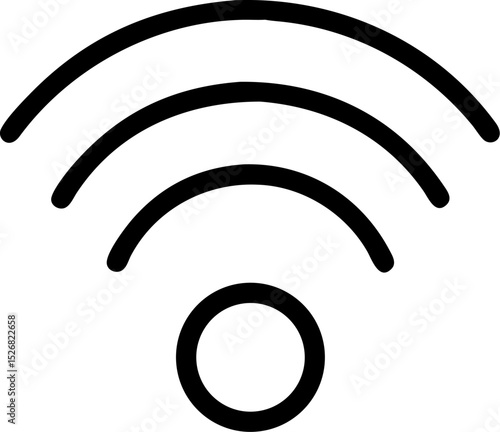 Simple black and white wireless network connection icon showing wifi signal strength.