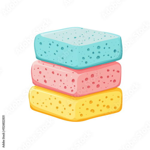 Sponges vector 2D flat illustration, isolated on a white background.