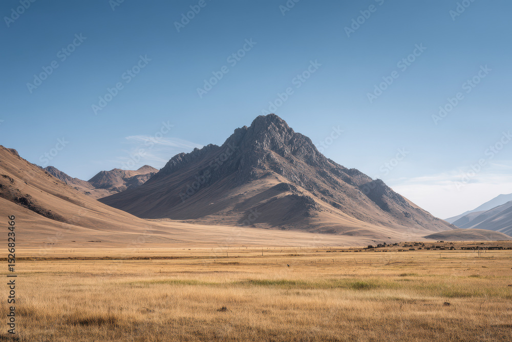 Fototapeta premium glacial valley in kyrgyzstan with long shadows rich color tones