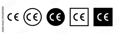 Set of black CE marking icon sign isolated on white background. Vector illustration