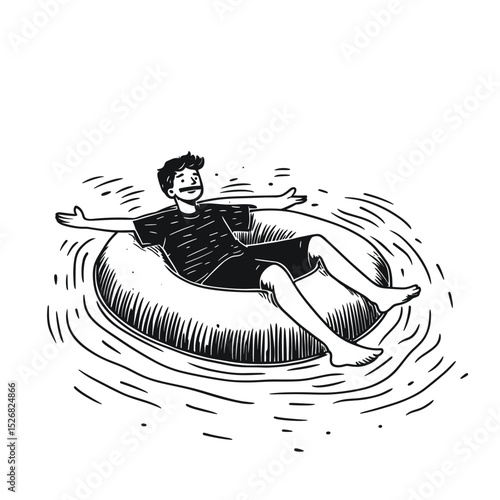 Man Enjoying Summer on a Pool Float