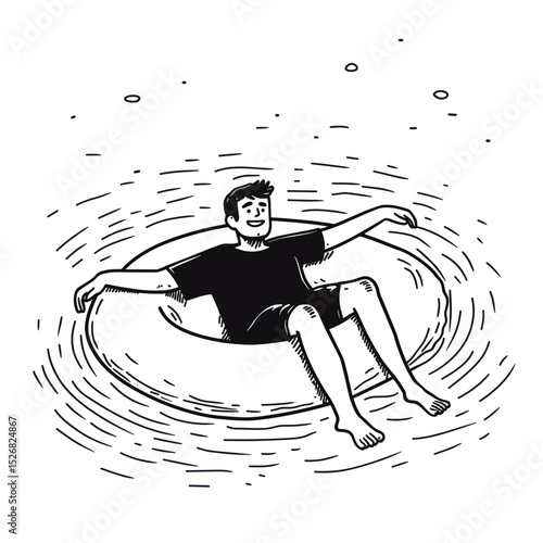 Man Enjoying Summer on a Pool Float