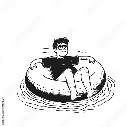 Man Enjoying Summer on a Pool Float