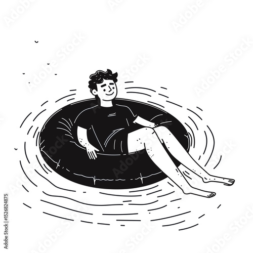 Man Enjoying Summer on a Pool Float