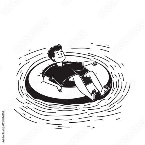 Man Enjoying Summer on a Pool Float