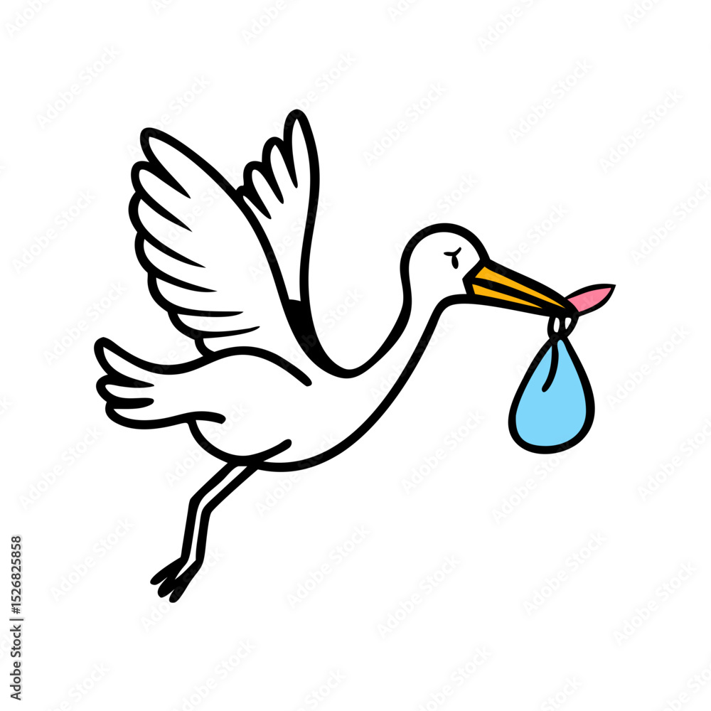 Fototapeta premium stork delivering baby