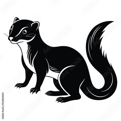 Majestic black and white weasel illustration