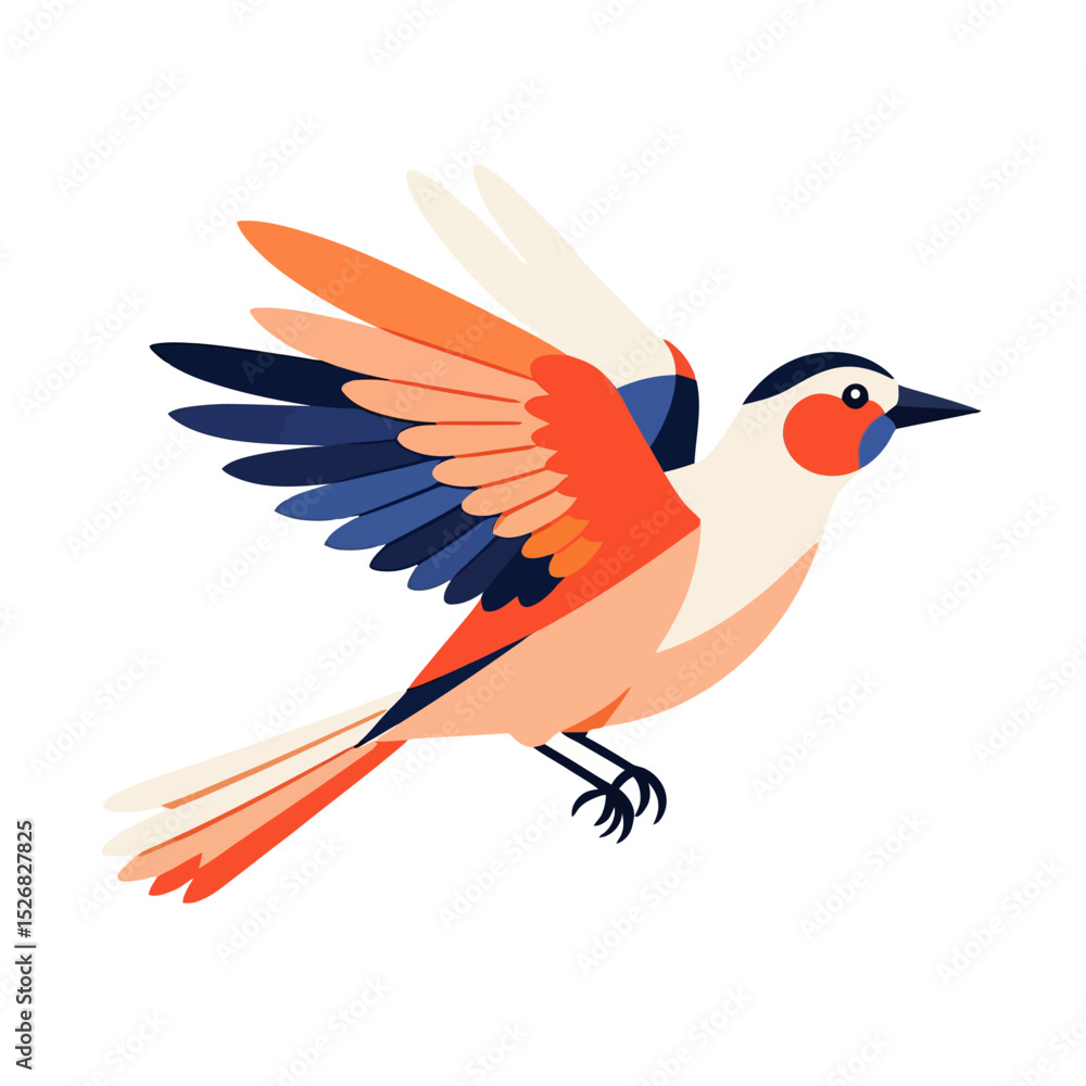 Fototapeta premium Colorful Flying Bird Illustration-Geometric Bird Design-Vibrant Bird Art-Modern Bird Graphic-Nature Inspired Artwork-Bird in Flight Illustration-Unique Bird Design