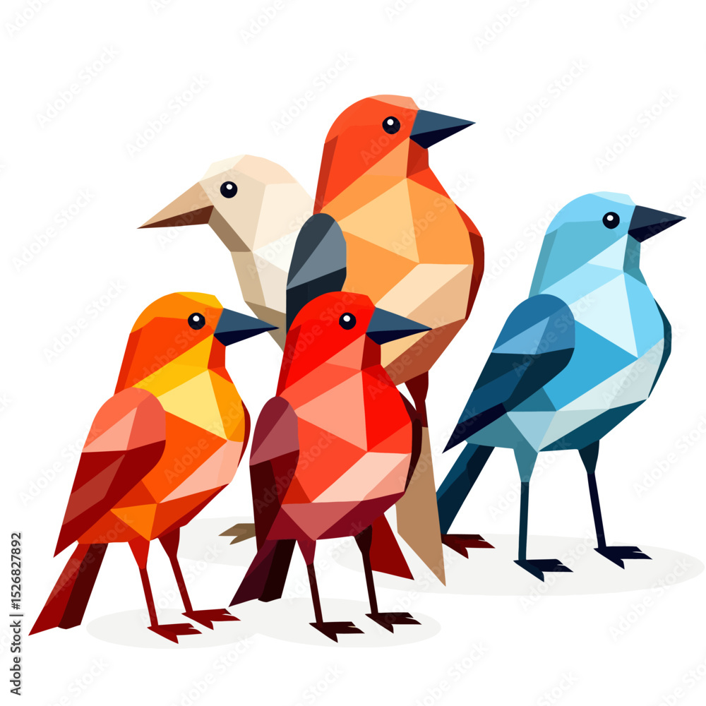 Fototapeta premium Colorful Geometric Bird Art-Abstract Polygonal Bird Illustration-Unique Bird Design-Modern Bird Artwork-Vibrant Bird Graphics-Creative Bird Image