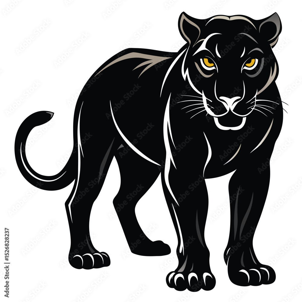 Majestic black panther standing proudly isolated Majestic black panther standing proudly isolated