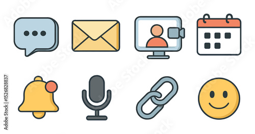Communication tools line icons set – outline, digital and contact symbols for messaging