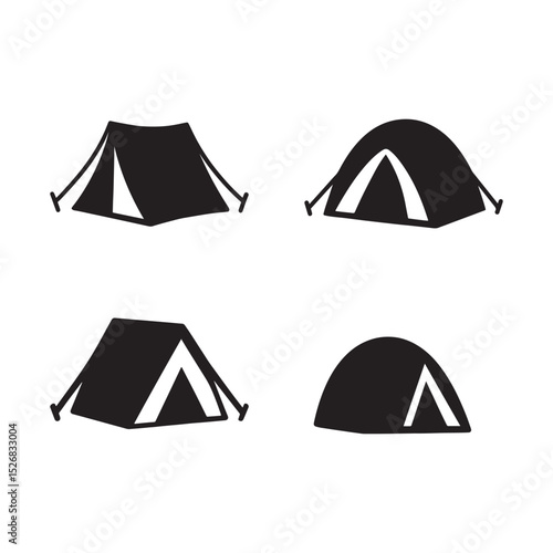 Camping Tent icon silhouette vector design with white background
