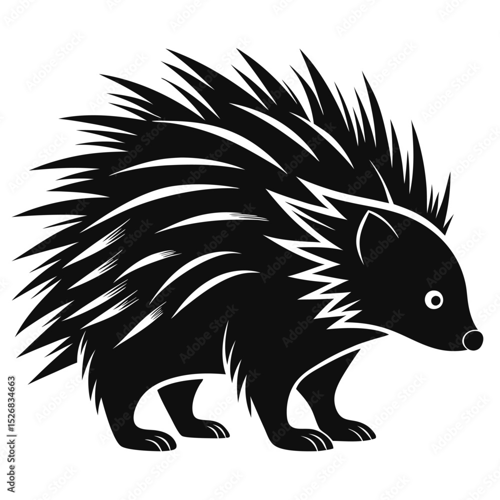 Obraz premium Stylized black porcupine silhouette illustration
