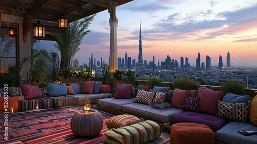 Dubai Skyline Rooftop Terrace Oasis