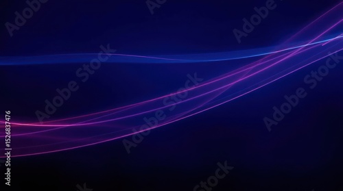Sleek abstract darkblue backdrop with glowing pinkblue light trails