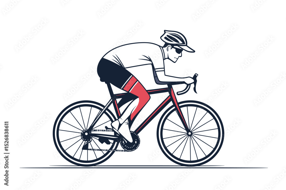 Fototapeta premium Minimalist Vector Illustration of a Cyclist