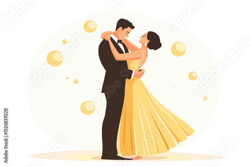 Elegant Couple Dancing under a Starry Glow