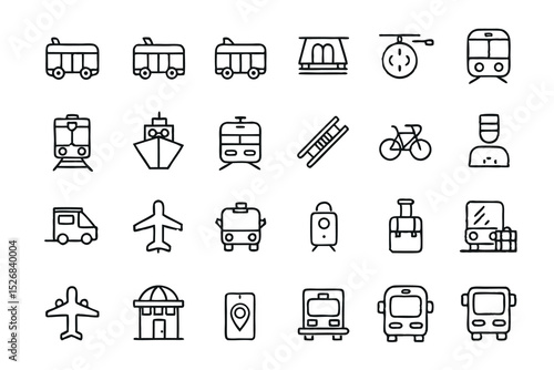 Bus and airplane transportation icons colorful vector graphics