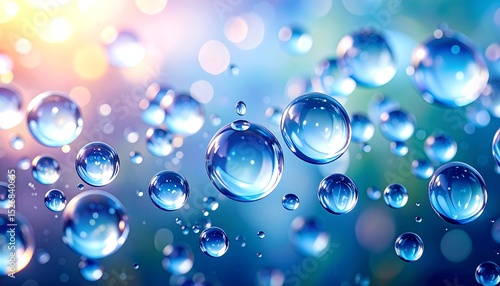 Wallpaper Mural Delicate Water Droplets Floating in Air with Blurred Background and Bokeh Lights Effect Torontodigital.ca