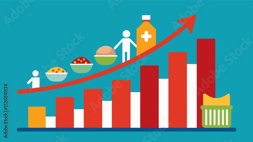 A graph depicting the significant rise in food prices compared to stagnant wages showcasing the widening economic gap for lowerincome families.. Vector illustration