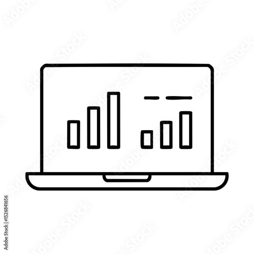 Laptop showing comparative bar charts icon