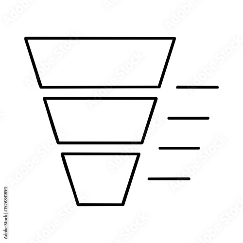 Marketing funnel icon with three conversion stages