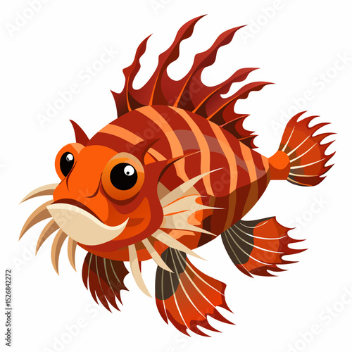 Exotic Lionfish and Marine Life Illustration