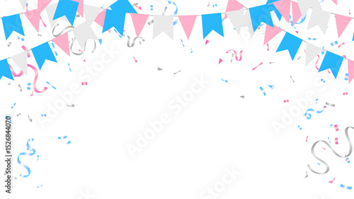 Pride month bunting garland flag and confetti vector. lgbtq, party, birthday, carnival, transgender