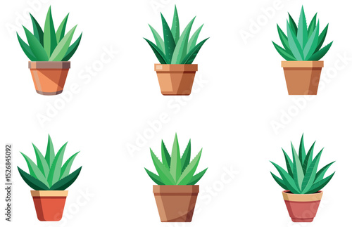 Aloe Vera Plant in Pot Vector Simple Herbal Design for Natural, Botanical, and Eco-Themed Projects