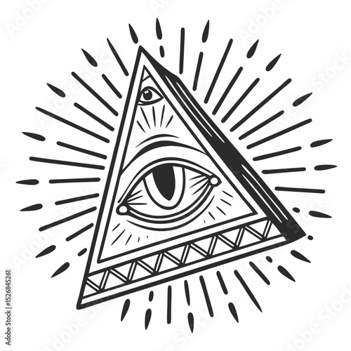 Eye of providence illuminati symbol triangle all seeing eye rays