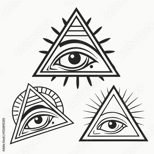 Eye of providence variations triangle mystical symbol occult design