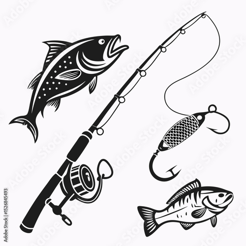 Fishing rod reel lures fish catching sport outdoors recreation