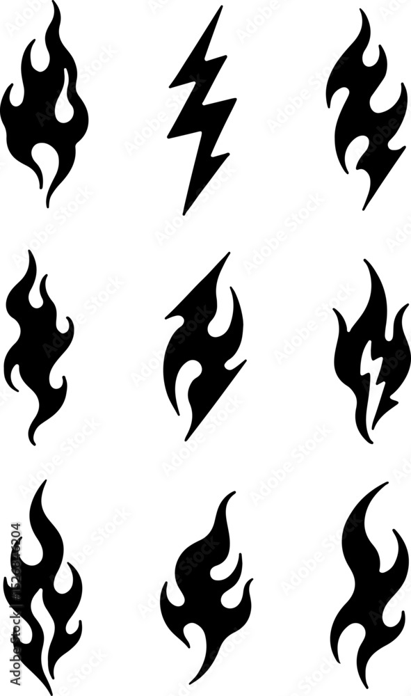 Fototapeta premium Sacred Lotus Flame Tribal Tattoo Design vector bundle