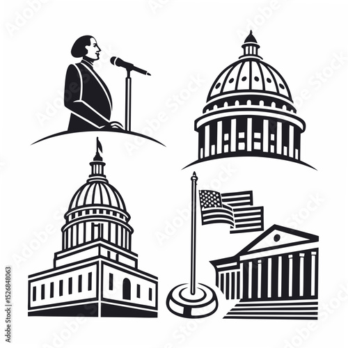 Professional government icons set isolated on white background