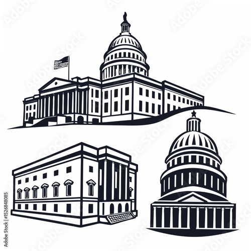 Professional us capitol building illustrations transparent background