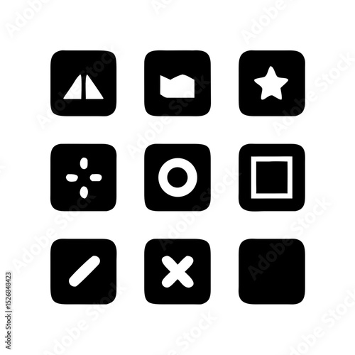 Mobile ui kit icon bundle pack black silhouette design 3