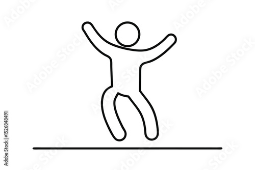 Happy jumping person line drawing simple icon illustration