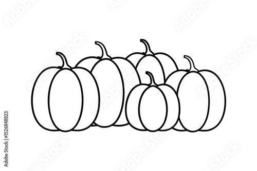 Simple line drawing of pumpkins autumn harvest thanksgiving