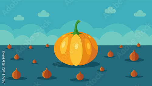 A single squash surrounded by emptiness serves as a reminder of the continuous struggles of food producers.. Vector illustration