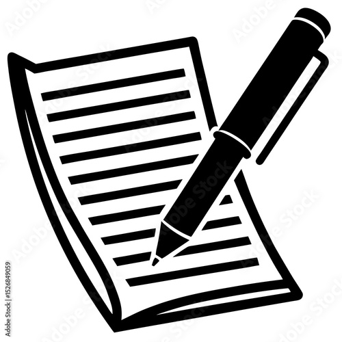 Pen writing on lined paper note taking
