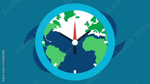 A clock with its hands set to minutes to midnight symbolizing the urgency of addressing the climate crisis before its too late.. Vector illustration